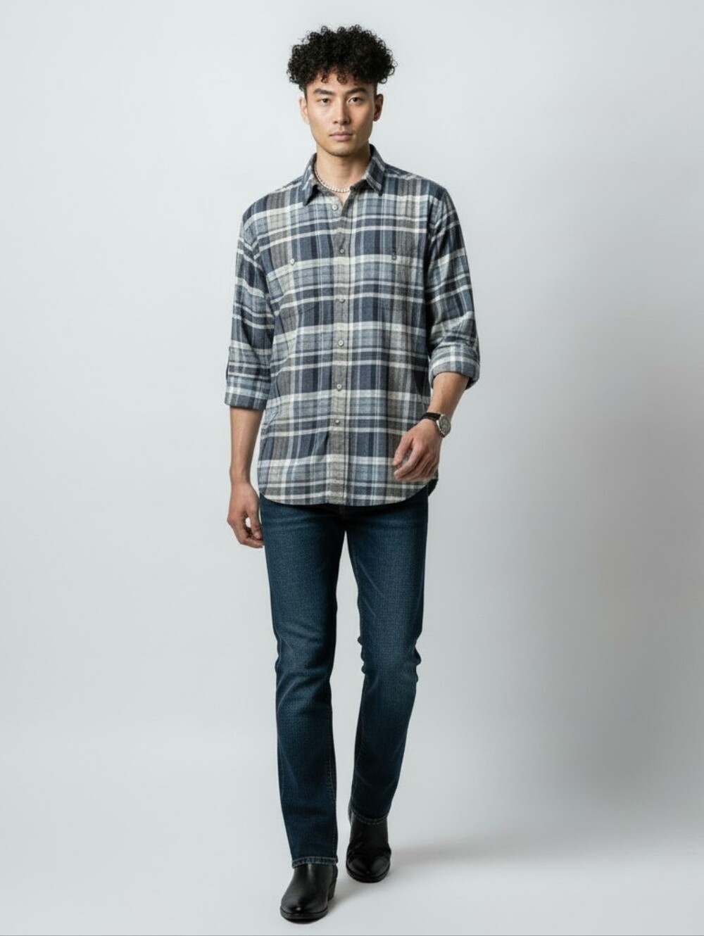 Marc by Marc Jacobs Blue Black Plaid Cotton Button Down Shirt XL